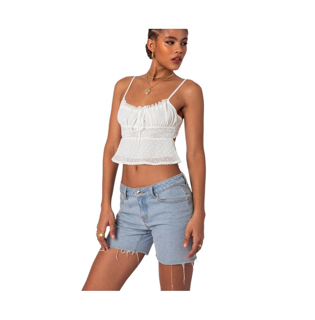 Edikted Women's Wendy tie back lacey top