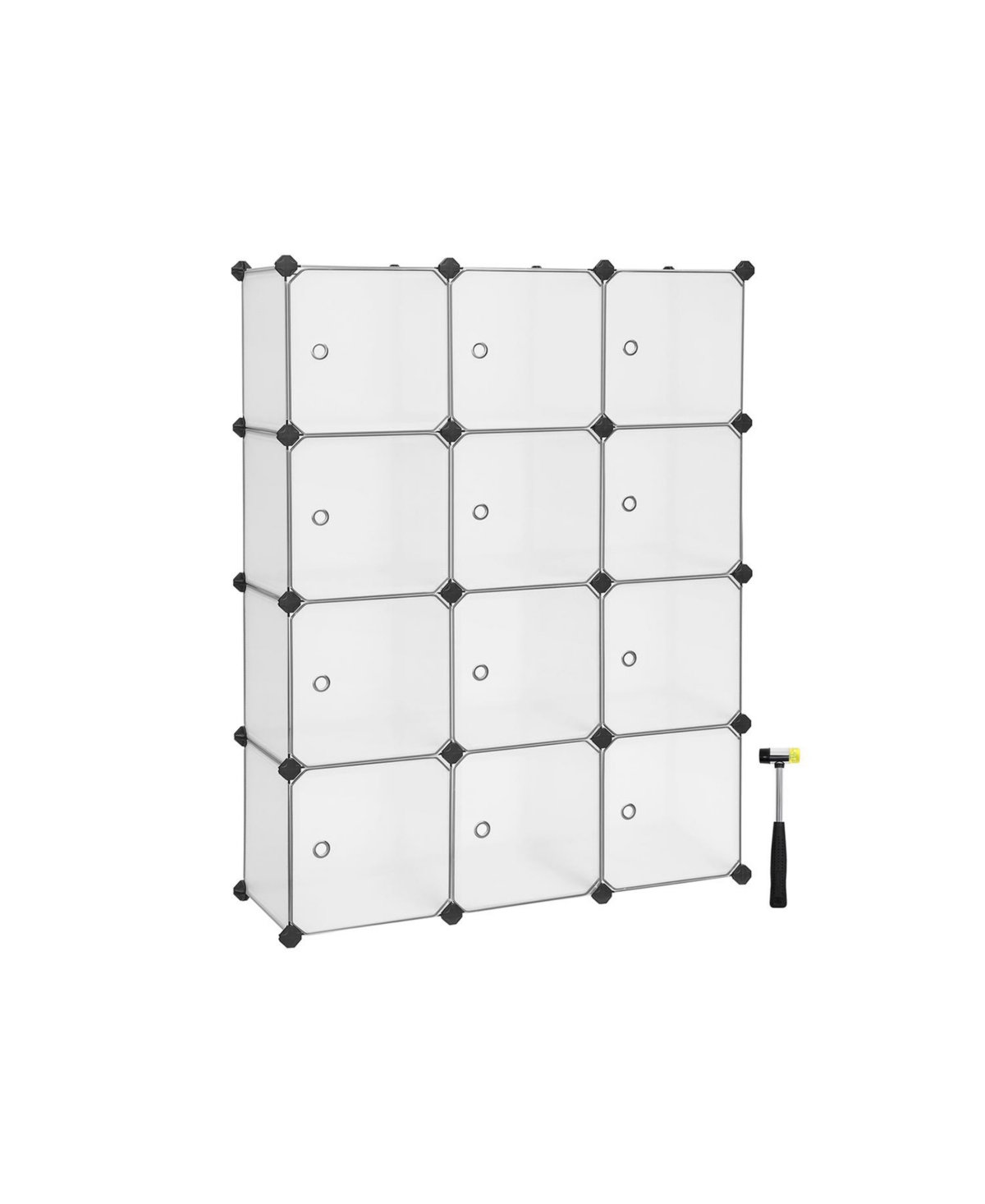 Slickblue 12-cube Storage Organizer, Interlocking Plastic Cubes With Divider Design With Doors