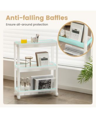 2 Pieces 3-Tier Slim Detachable Storage Cart with Drainage Holes and Wheels