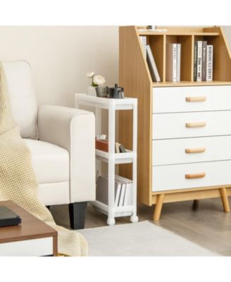 2 Pieces 3-Tier Slim Detachable Storage Cart with Drainage Holes and Wheels