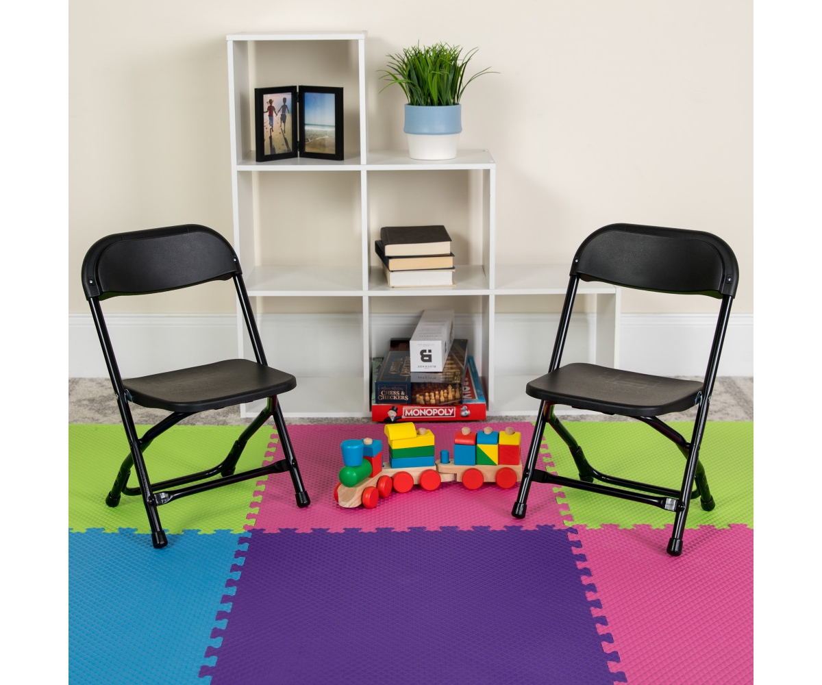 10 Pack Kids Plastic Folding Chair Daycare Home School Furniture - Black