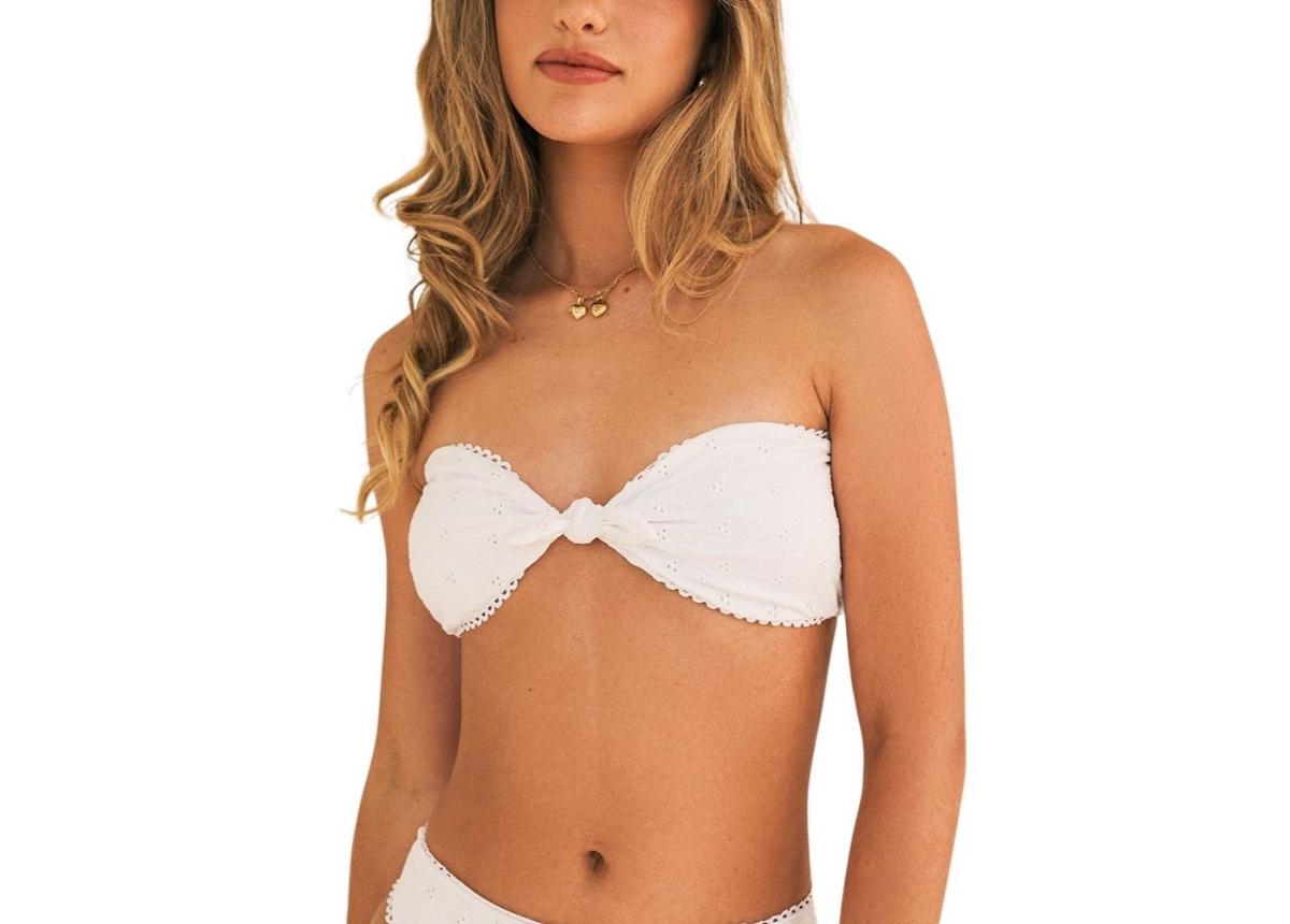 Women's Bunny Knotted Bandeau Bikini Top - White