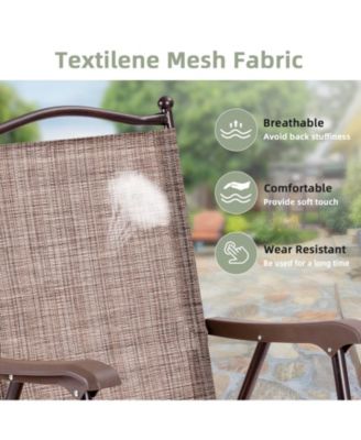 Set of 2 Patio Folding Sling Back Camping Deck Chairs