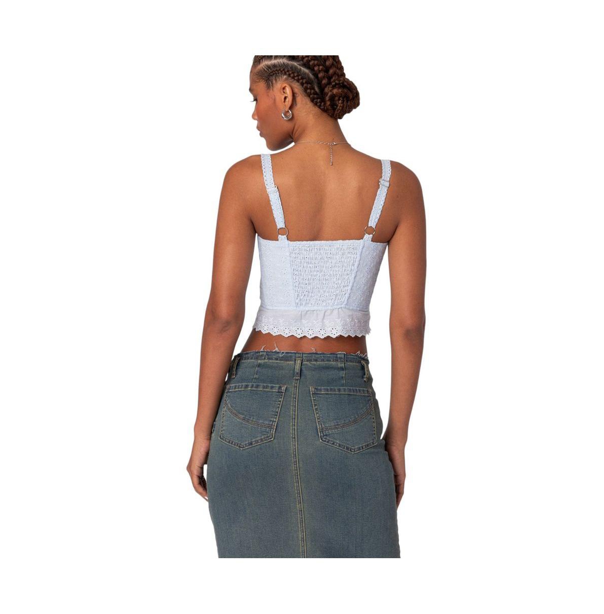 Edikted Women's Asteria Eyelet Corset - Light-blue