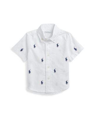 国内即発【POLO Ralph Lauren】PONY刺繍 コットンOxford Shirt Polo Ralph Lauren Baby Boys Pony Oxford Short-Sleeve Shirt