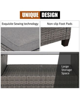 4 Pieces Patio Rattan Furniture Set with Cushion and Table Shelf