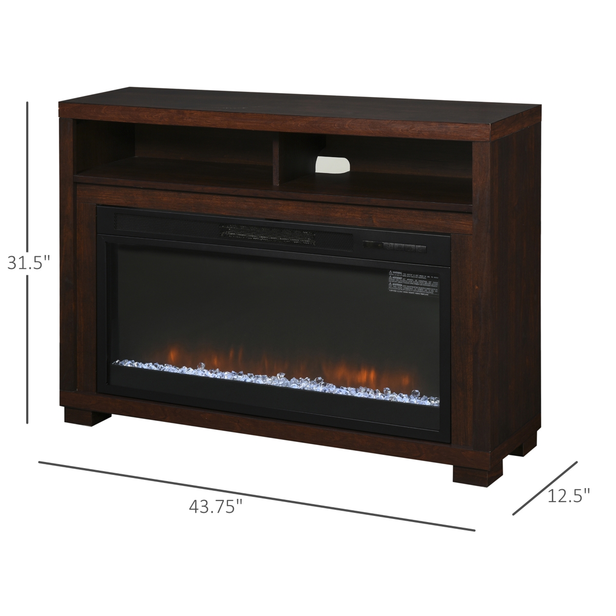 Homcom 43.75" W x 31.5" H Electric Cabinet Fireplace w/ Mantel, Tv Sd,