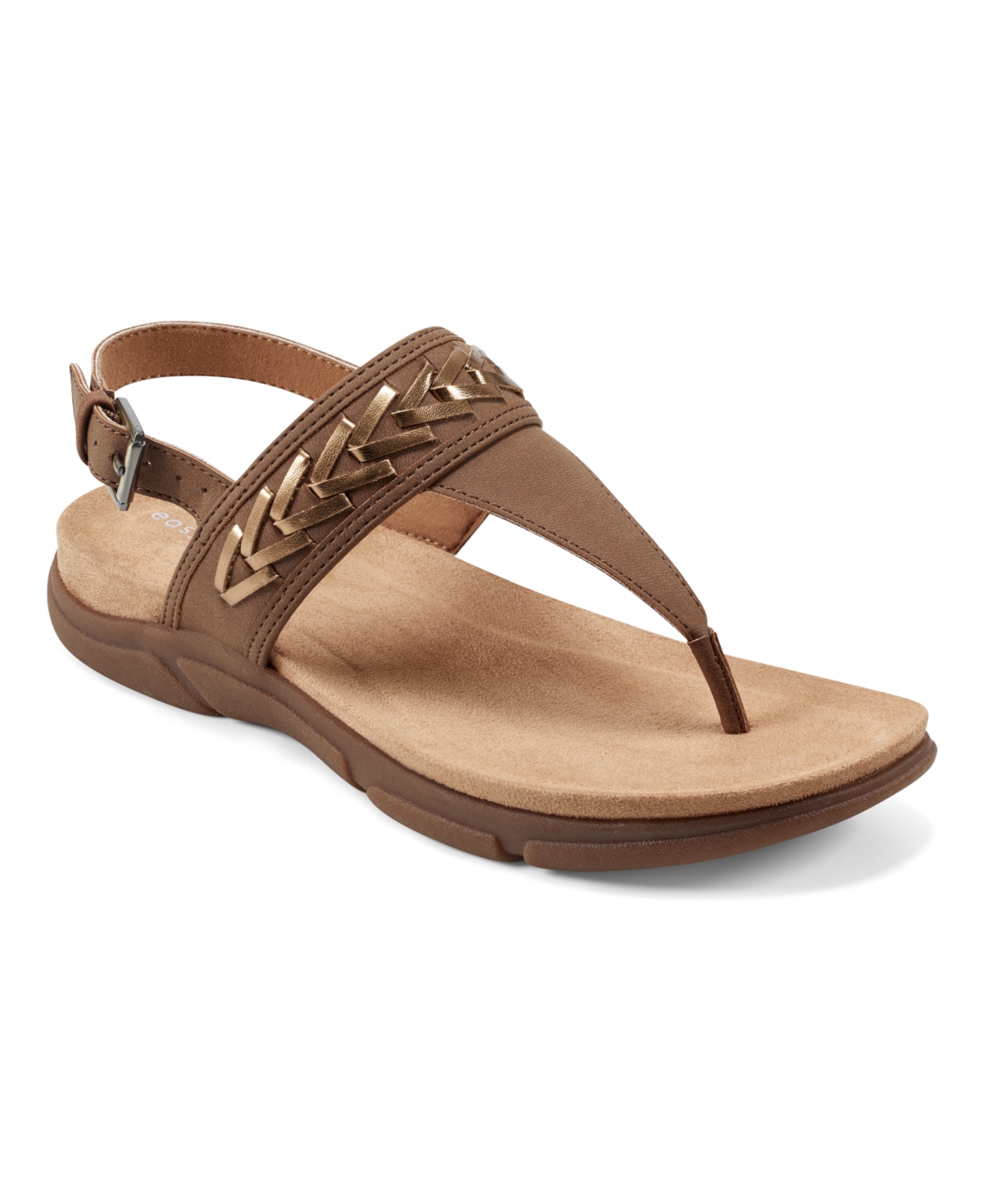 Shop Easy Spirit Women's Monte Round Toe Thong Strap Sandals In Medium Brown,bronze