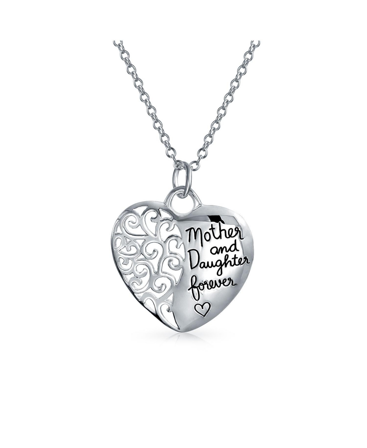 Personalized Scroll Heart Shape Inspirational Word Saying Mother Daughter Forever Heart Pendant Necklace For Women Mother Sterling Silve