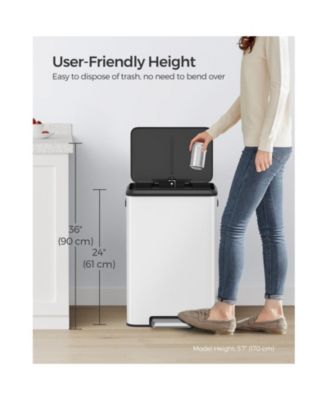 Kitchen Trash Can, 10.5-Gallon Garbage Can with Lid and Wide Foot Pedal, Soft Close and Stays Open