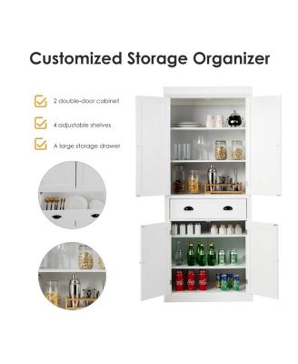 Traditional Freestanding Storage Cabinet with Adjustable Shelves and Drawer