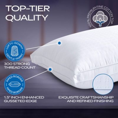 Maxi 100% Cotton Down Alternative Vacuum Packed Pillows – White (2 Pack)