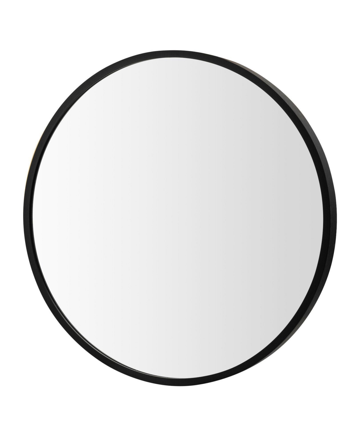 16-inch Round Wall Mirror with Aluminum Alloy Frame - Black