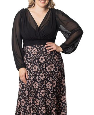 Plus Size Mon Tresor Long Sleeve Lace Evening Gown