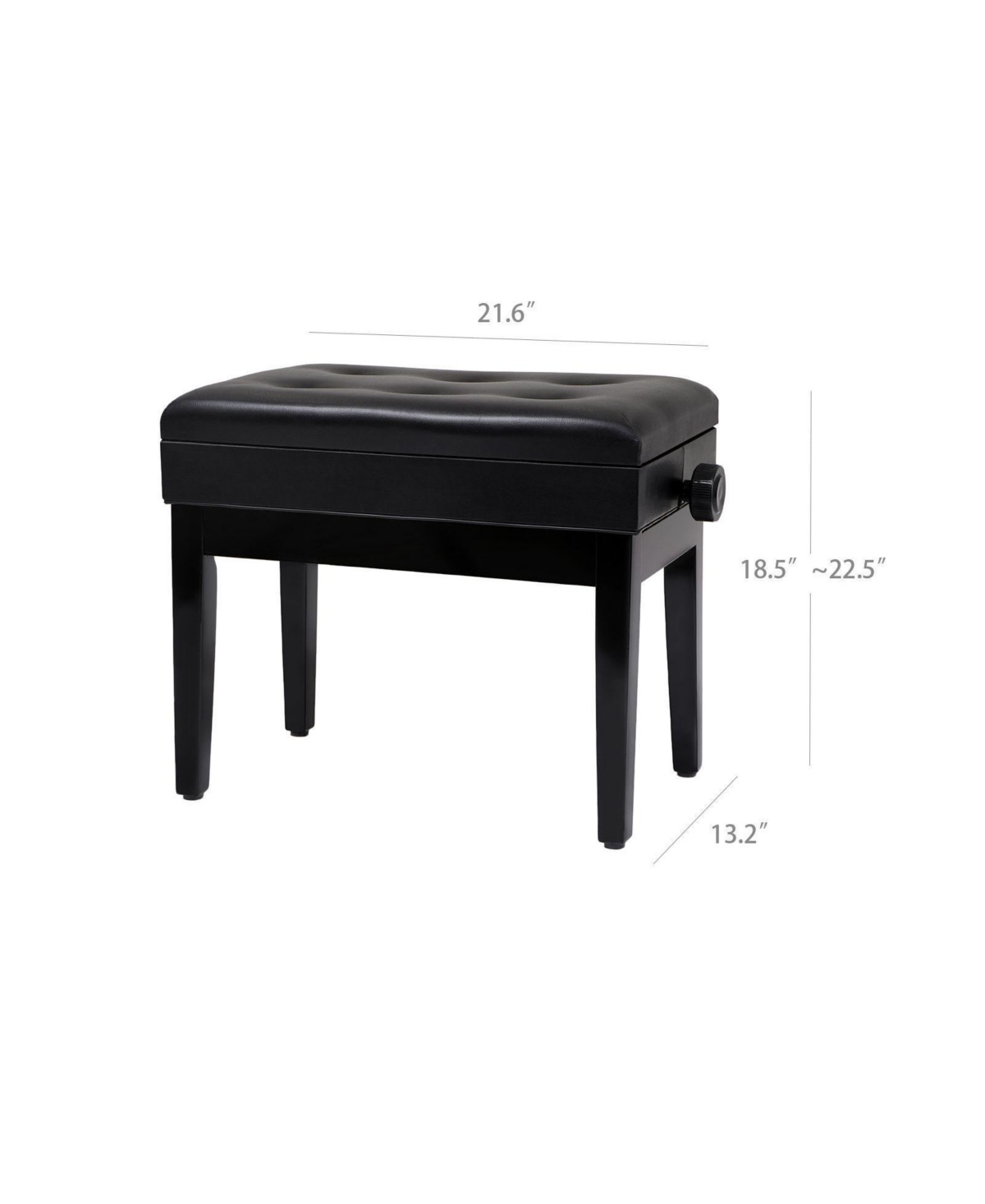 Slickblue Adjustable Wooden Piano Bench Stool with Sheet Music Storage- Black