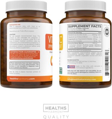 Vitamin C Immune Support Capsules, Health's Harmony, 180ct