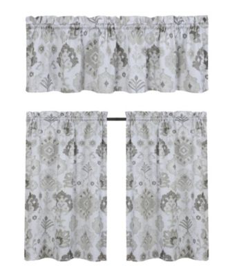 Country Living Farmhouse 3 Pc Solid Cafe Kitchen Curtain Tier & Tucked Valance Set