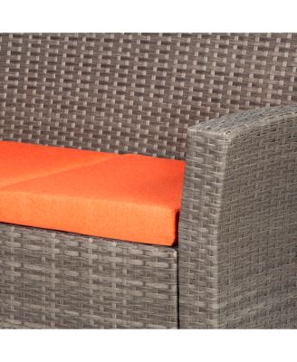 4 Piece Outdoor Wicker Rattan Conversation Sofa set with Coffee table