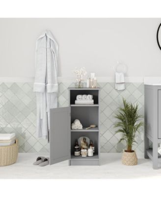 Adjustable Shelf Magnetic Closure Bathroom Storage Cabinet with Open Upper Shelf