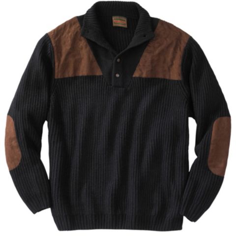 Мужской свитер Boulder Creek by KingSize Patch Sweater with Mock Neck, цвет: Чёрный