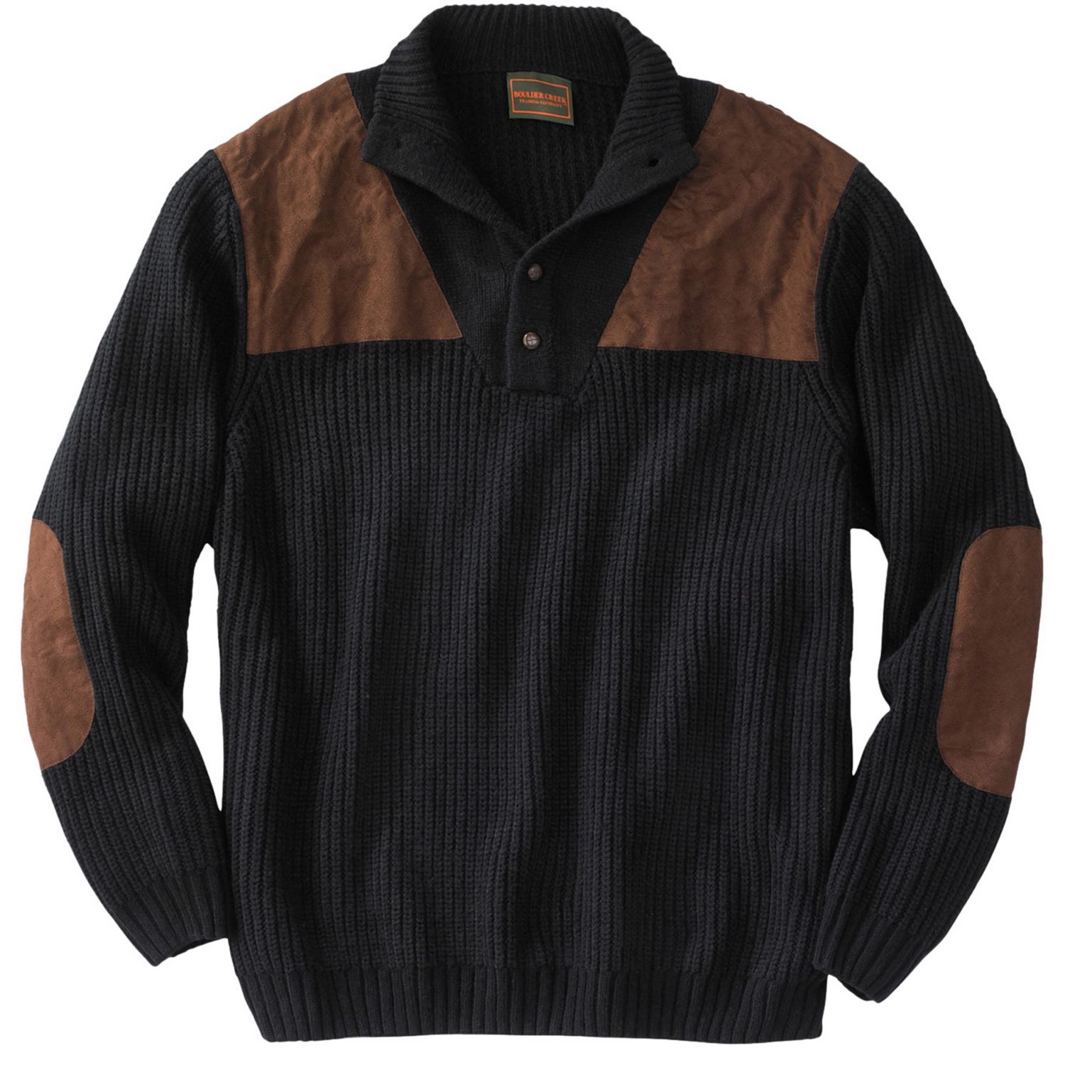 Men's by KingSize Patch Sweater with Mock Neck