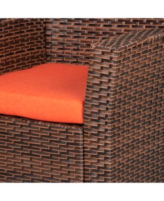 4 Piece Outdoor Wicker Rattan Conversation Sofa set with Coffee table