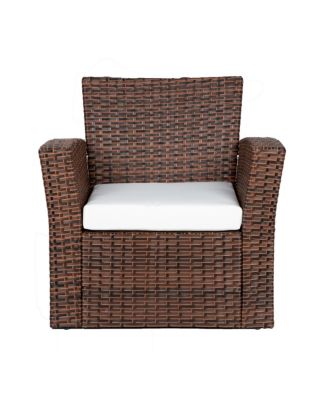 4 Piece Outdoor Wicker Rattan Conversation Sofa set with Coffee table