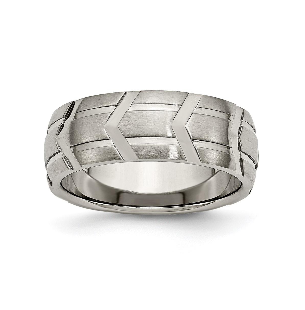 Titanium Brushed and Polished Wedding Band Ring - Grey