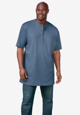 Big & Tall by KingSize Heavyweight Longer-Length Short-Sleeve Henley Shirt