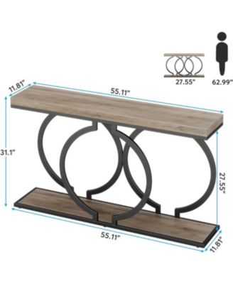 Industrial Console Table, 55 inch Wood Entryway Table Narrow Long Sofa Table, Rustic Accent Table
