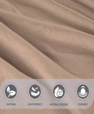 Cotton Linen Blend Deep Pocket 4-Piece Bed Sheet Set, Queen