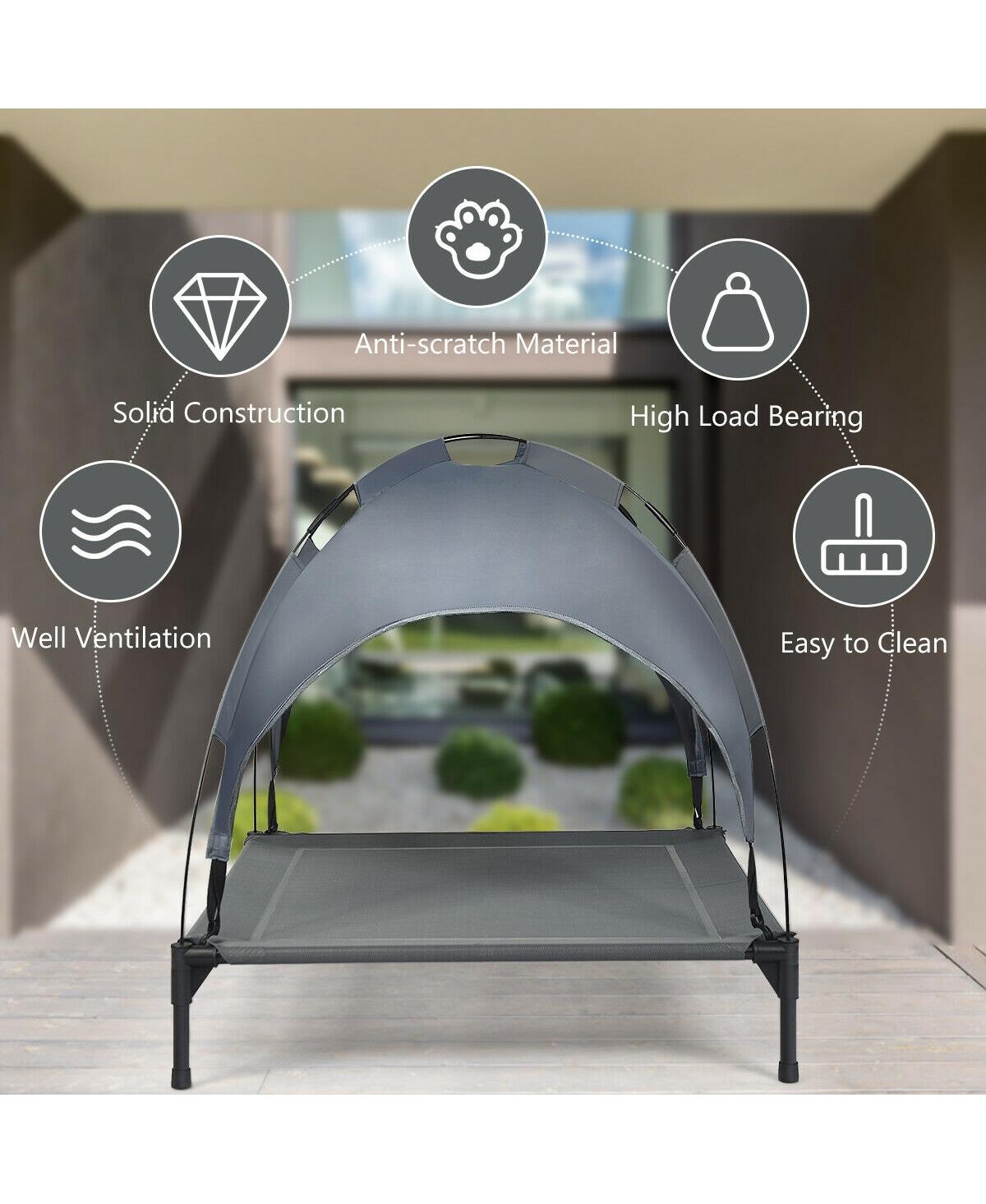 Sugift Portable Elevated Outdoor Pet Bed with Removable Canopy Shade