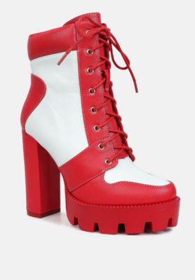 Womens Moos Block Heel Lace Up Boots