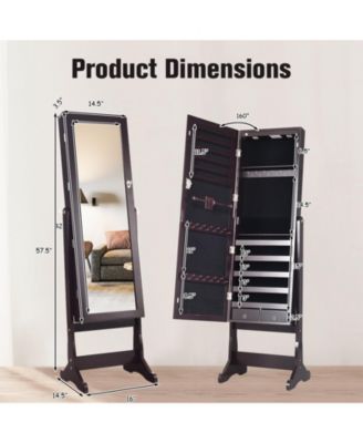 Lockable Mirrored Jewelry Cabinet with Stand and 2 LED Lights