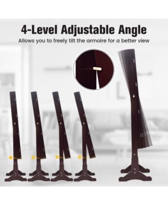 Lockable Mirrored Jewelry Cabinet with Stand and 2 LED Lights