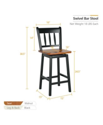 24.5 Inches Set of 2 Swivel Bar Stools with 360° Swiveling
