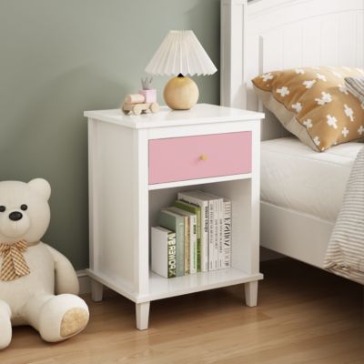 Streamdale Wooden Nightstand With One Drawer One Shelf For Kids, Adults