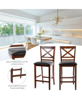 Set of 2 Bar Stools 25 Inch Counter Height Chairs