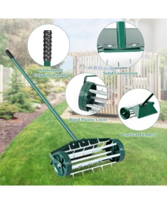 18 Inch Rolling Lawn Aerator with Splash-Proof Fender for Garden
