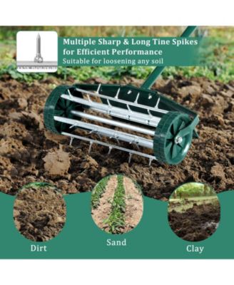 18 Inch Rolling Lawn Aerator with Splash-Proof Fender for Garden