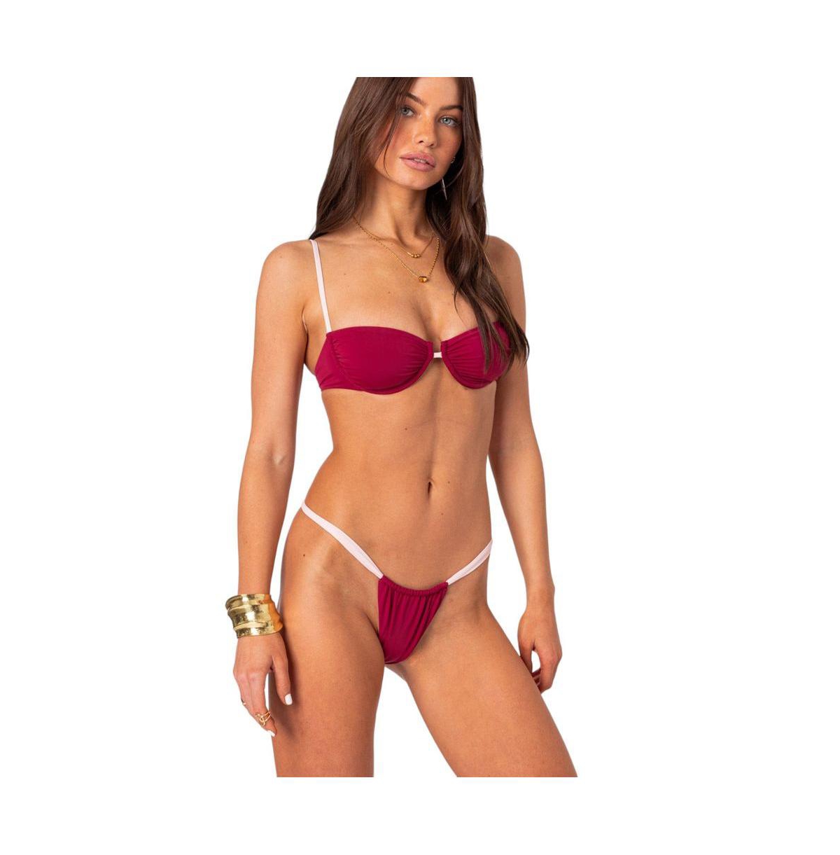 Edikted Women's Leanna Contrast Cupped Bikini Top