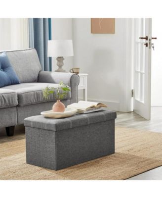 Storage Ottoman Bench, 21 Gal. Folding Chest, Bed End Stool, Footstool With Breathable