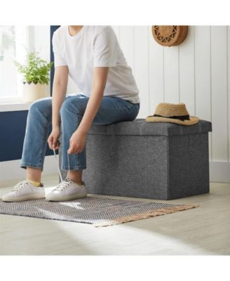 Storage Ottoman Bench, 21 Gal. Folding Chest, Bed End Stool, Footstool With Breathable