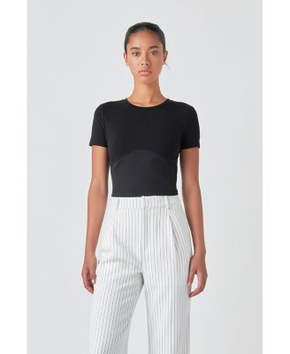 Women's Cropped Bustier Short Sleeve T Shirt