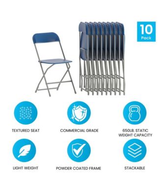 Set Of 10  650 Llb Weight Capacity  Plastic Stackable Folding Plastic Chairs