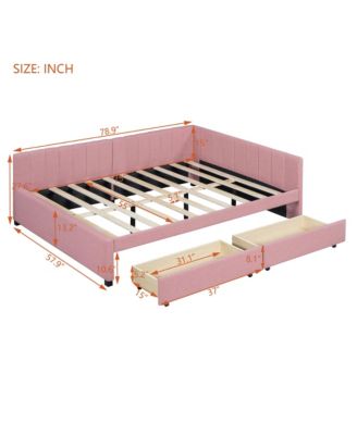 Simplie Fun Yellow Upholstered Daybed with Storage Drawers & No Box Spring Needed