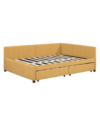 Simplie Fun Yellow Upholstered Daybed with Storage Drawers & No Box Spring Needed