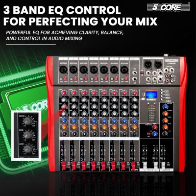 Audio Mixer 8 Channel DJ Controller Professional Sound Board Bluetooth USB MX 8CH