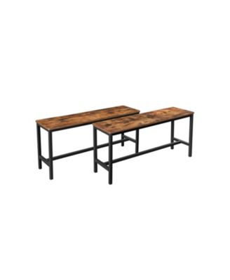 Table Benches, Pair of 2, Industrial Style Indoor BenchesDurable Metal Frame