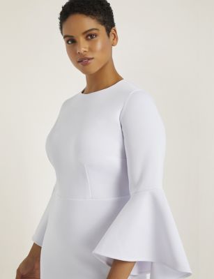 Women's Plus Size Flare Sleeve Scuba Dress
